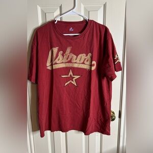 Majestic Houston Astros baseball red logo t shirt men’s size large